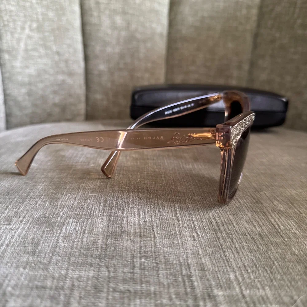 Ralph Lauren Cat Eye Sunglasses RA5235 Beige Frame Brown Gradient Lens Polarized